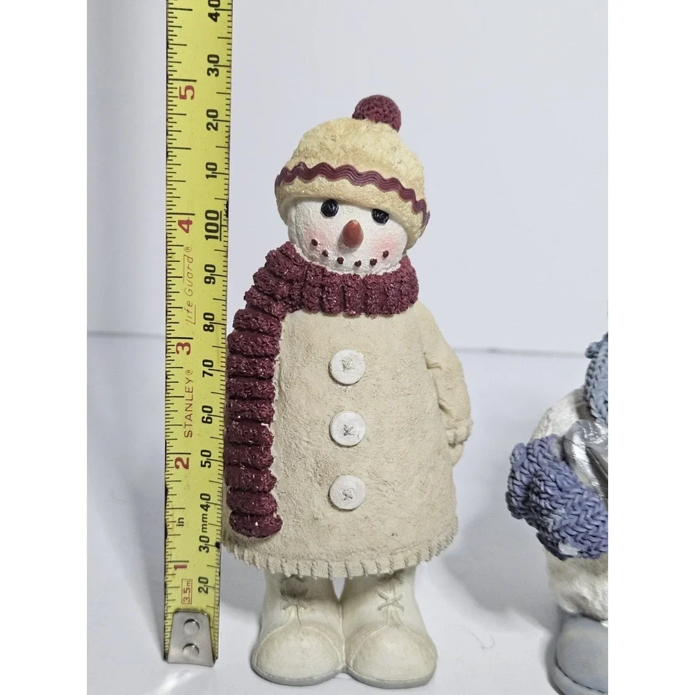 Snowman Hallmark Ragdoll Mittens & Encore Snow Buddies Resin Figurine Vtg Set